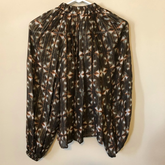 Ulla Johnson Blouse Silk Brown Gold  Luna - Picture 5 of 8